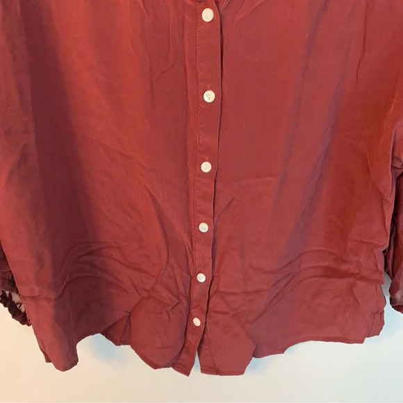 Covet Burgundy  100% Silk Button Down Shirt Blouse L - Picture 7 of 7